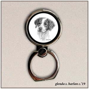 Brittany Spaniel Kunst, Handy Ring Ständer, Finger Halter