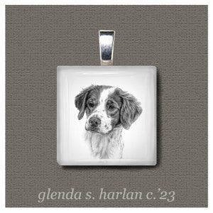 Brittany Spaniel Dog Fine Art Glass Pendant, Jewelry, Charm