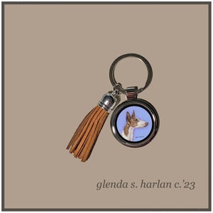 Ibizan Hound Dog Schlüsselanhänger Fine Art Zeichnung Schlüsselanhänger Hundeliebhaber Geschenk Hundemutter Geschenk.
