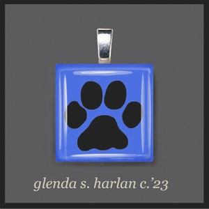 Dog Paw, Violet or Blue, Glass Pendant - Dog Lover Jewelry, Dog Mom Gift, Dog Gift for Her, Dog Charm