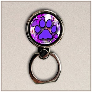 Paw Print, Violet Design, Phone Ring Stand, Finger Holder