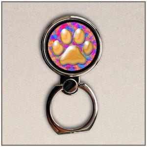 Paw Print, Yellow Design, Phone Ring Stand, Finger Holder
