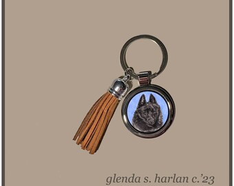 Schipperke Dog Key Ring Pencil Drawing Key Chain Dog Lover Gift Dog Mom Gift.