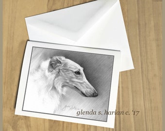 Tarjetas de notas de bellas artes para perros Borzoi - conjunto de ocho