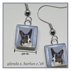 Cardigan Brindle Welsh Corgis Glas Ohrringe Fine Art Zeichnung Hund Liebhaber Geschenk Corgis Hund Mama Schmuck