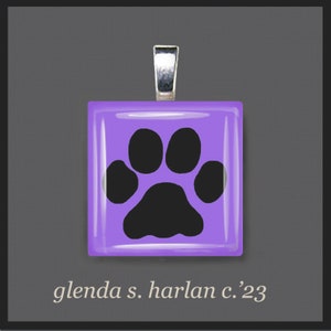 Dog Paw Print - Violet or Blue - Glass Pendant - Dog Lover Jewelry, Dog Mom Gift, Dog Gift for Her, Dog Charm
