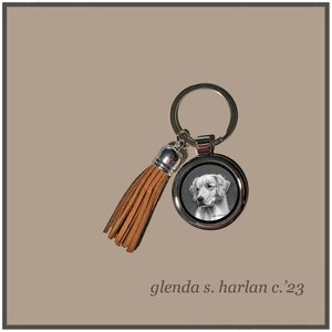 Golden Retriever Dog Key Ring Fine Art Drawing Key Chain Dog Lover Gift Dog Mom Gift.