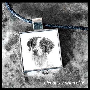 Brittany Spaniel Dog Silver Pendant and Black Adjustable Cord - Dog Jewelry, Dog Mom Gift, Brittany Lover, Gift for Her, Dog Charm