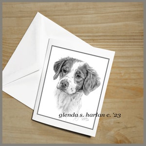 Brittany Spaniel Note Cards Fine Art Drawing Dog Lover Gift Brittany Dog Mom Stationary - Set di quattro o otto.