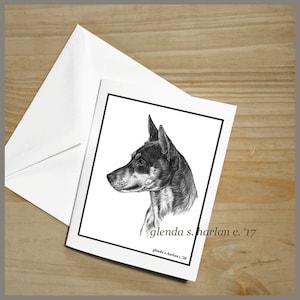 Rat Terrier Note Cards Fine Art Dog Drawing Rat Terrier Lover Dog Mom Gift Dog Stationary - Set of Four or Eight.