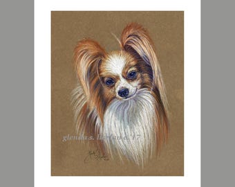 Papillon Red and White Colored Fine Art 8x10 Print