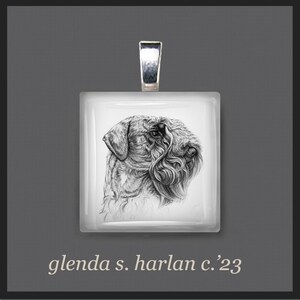 Cesky Terrier Drawing Glass Pendant - Cesky Jewelry, Dog Mom Gift, Cesky Lover Gift, Dog Charm, Gift for Dog Lover
