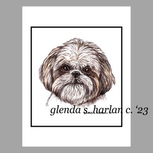 Shih Tzu Pet Cut Note Cards Fine Art Drawing Dog Lover Gift Dom Mom Shih Tsu Stationary - Lot de quatre ou huit.