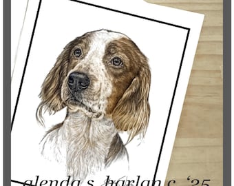 Irish Red and White Setter Note Cards Dog Art Gift Setter Lover Stationary - Set of Four or Eight