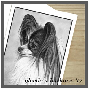 Papillon Dog Note Cards Fine Art Drawing Dog Mom Gift Papillon Lover - Juego de cuatro u ocho