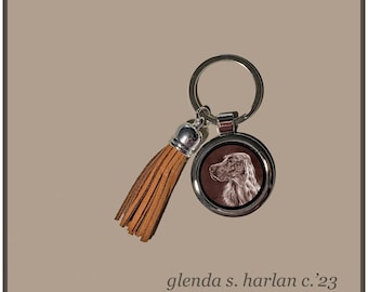 Irish Setter Key Ring Fine Art Drawing Key Chain Dog Lover Gift Dog Mom Gift.