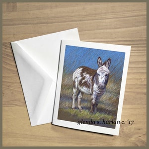 Burro Notecards Fine Art Equine Drawing Burro Lover Gift Stationary - Ensemble de quatre ou huit.