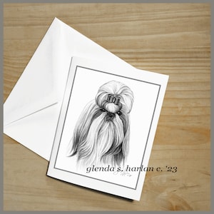 Shih Tzu Dog Note Cards Fine Art Drawing Shih Tzu Lover Gift Dog Mom Stationary - Set of Four or Eight.