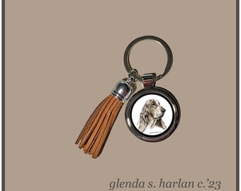 Basset Hound Key Ring Fine Art Drawing Key Chain Dog Lover Gift Dog Mom Gift Dog Dad Gift