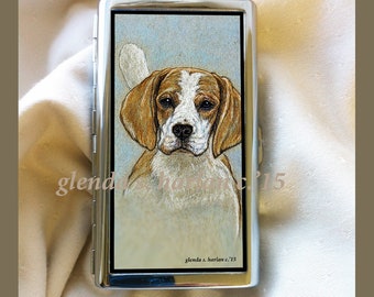 Beagle Fine Art Drawing on a Metal Credit Card_Busines Card_Money Holder - Free Shipping ***