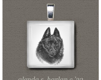 Schipperke Pies Szklany Wisiorek, Biżuteria
