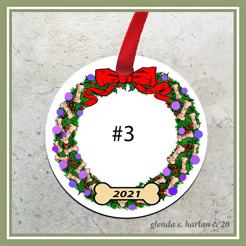 Personalization Available! Pug Dog Christmas Ornament Four Wreath Designs