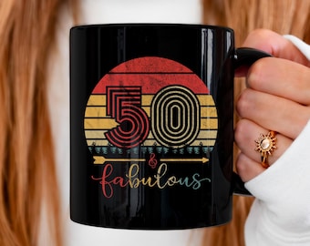 Cadeau 50e anniversaire pour femme, Mug 50e et fabuleux anniversaire, Cadeau 50e anniversaire pour homme, Tasse à café personnalisée pour maman, femme ou sœur et mari