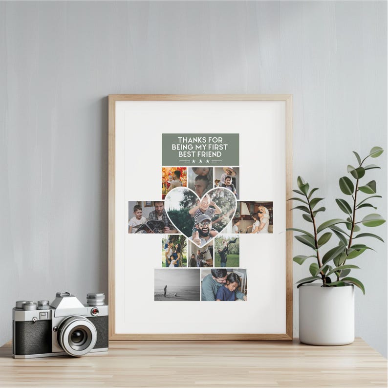 Best Friend Dad Photo Collage Printable, Poster Print & Canvas | Office ...