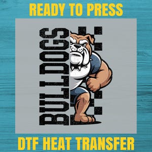 Bulldogs Mascot Iron on DTF Transfer | Ready to Press Heat Transfer for T-Shirt, Hoodies | School Spirit & Team Apparel | Game Day Design