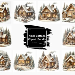 25 Christmas Cottage Clipart | 5x5 inches, JPG, 300 DPI, Digital Download,  Junk Journals, Scrapbook, Digital Planners, Commercial Use