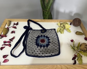 Handmade Crochet Granny Square Bag – Cotton Shoulder Bag