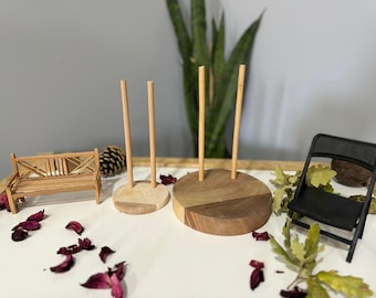Handmade Wooden Doll Display Stand | Walnut & Chair Options
