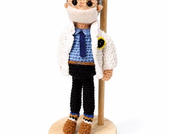 Dr. Fauci-Inspired Crochet Doll – 8" Handmade Health Professional Tribute