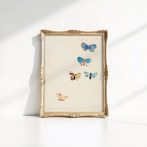 Butterflies | Vintage Art | Digital Download | Oil Painting | Antique Art | Downloadable Art | Vintage Painting | Grandmillennial Wall Art