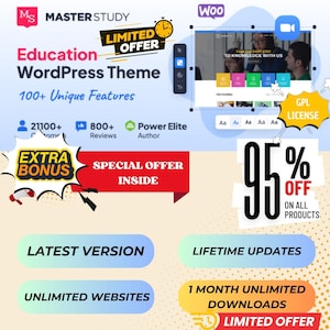 MasterStudy Theme WordPress GPL – Ultima Versione + Aggiornamenti a Vita + Bonus Download