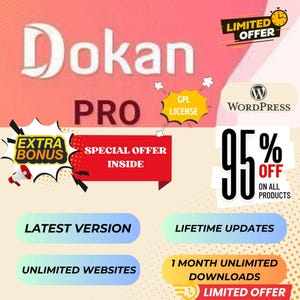 Dokan Pro Bundle 4.0.2 Wordpress Ultima Versione - Licenza GPL, Aggiornamenti a Vita + 2 Bonus Download Illimitati