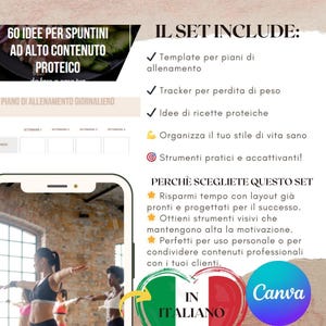 Template Fitness Modificabili su Canva - Piani di Allenamento, Ricette Proteiche (In Italiano)