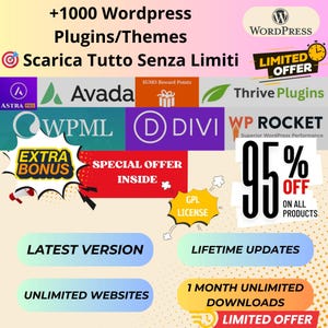 Offerta Lampo! Accesso Illimitato a 1000+ Plugin & Temi WordPress GPL – Solo su Etsy, Pochi Giorni!