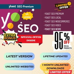 Yoast SEO 25.3 Premium Bundle Ultima Versione 2025 - Licenza GPL, Aggiornamenti a Vita + 2 Bonus Download Illimitati