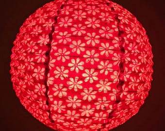 Nepali Paper Lampshade | Handmade Lokta Paper Lampshade | Paper Lantern Shades | Red Full Flower Lampshades