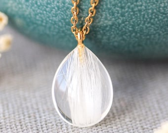 Collar conmemorativo con pelo de mascota – Pequeña joya con forma de lágrima para guardar recuerdos de pelo, regalo para la pérdida de una mascota.