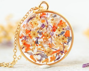 Wedding bouquet preservation necklace, Custom wedding gift ideas for bride, Preserved flowers resin necklace, Unique bridal bouquet jewelry