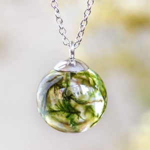 Botanische Halskette, Echtes Moos Halskette, Geschenk für Naturliebhaber, Echte Pflanzen Schmuck, Natur inspirierte Halskette für Männer, Moos Öko-Harz Schmuck