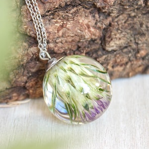 Thistle necklace, Real flower necklace, Scottish jewelry for women, Purple flower necklace, Real thistle necklace, Nature inspired gifts