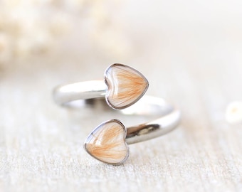 Anillo conmemorativo de doble corazón de plata de ley - Joyería de recuerdo para mascotas