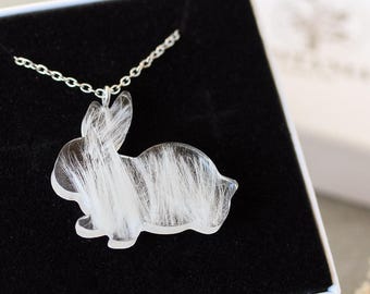 Rabbit Fur Keepsake Necklace, Pet Memorial Gift, Personalized