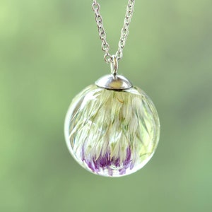 Thistle flower necklace, Real flower necklace, Scotland thistle pendant, Scottish gifts for her or him, Botanical necklace, Thistle Jewelry