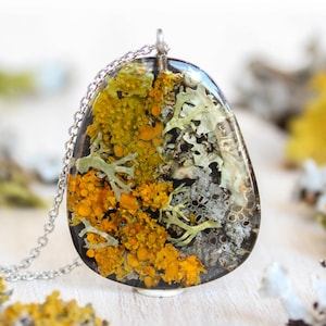 Real lichen necklace, Woodland necklace, Nature inspired gifts idea, Botanical resin jewelry, Forest necklace, Terrarium necklace pendant