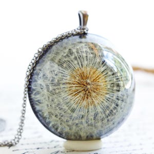 Dandelion necklace, Real flower jewelry, Dried flower necklace, Dandelion wish necklace, Good luck gift, Dandelion seed jewelry Gift for her