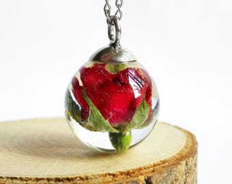 Real Rose Flower Necklace, Beauty and the Beast jewelry
